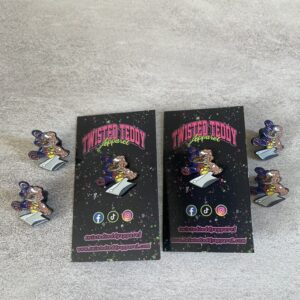 Twisted Teddy Soft Enamel Pins Brown and Navy