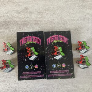 Twisted Teddy Soft Enamel Pins Orange and Green