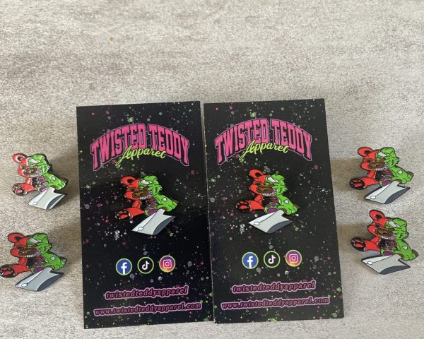 Twisted Teddy Soft Enamel Pins Orange and Green