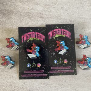 Twisted Teddy Soft Enamel Pins Red and Blue
