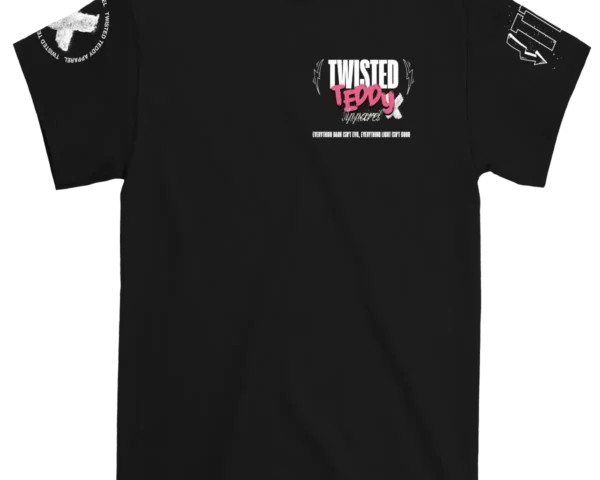Twisted Teddy tee with small Twisted Teddy Apparel chest logo